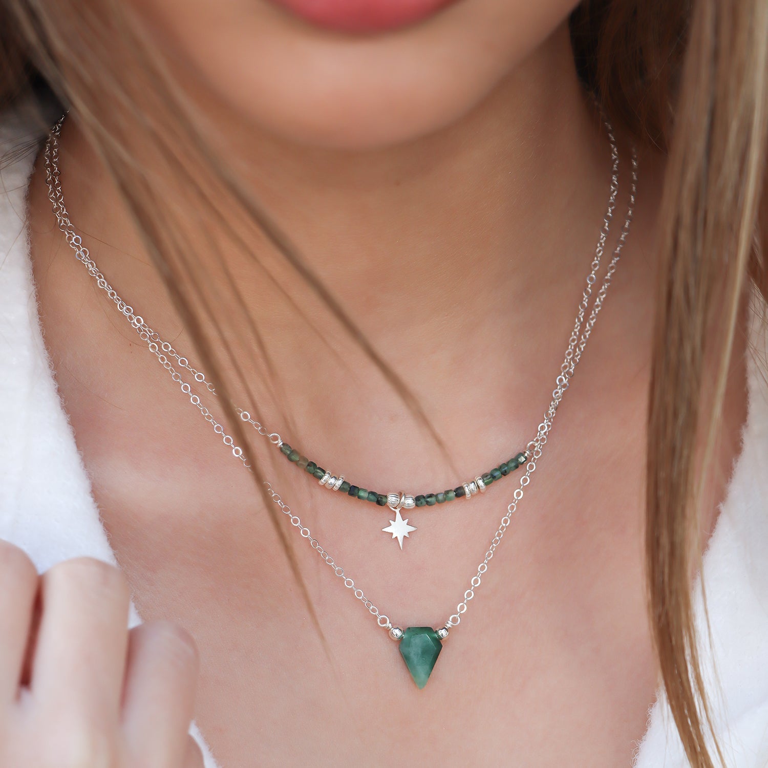 HILLA | Collier double émeraude - Hipsy