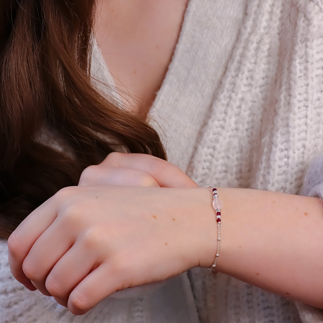 FIONA | Bracelet quartz rose &amp; grenat - Hipsy