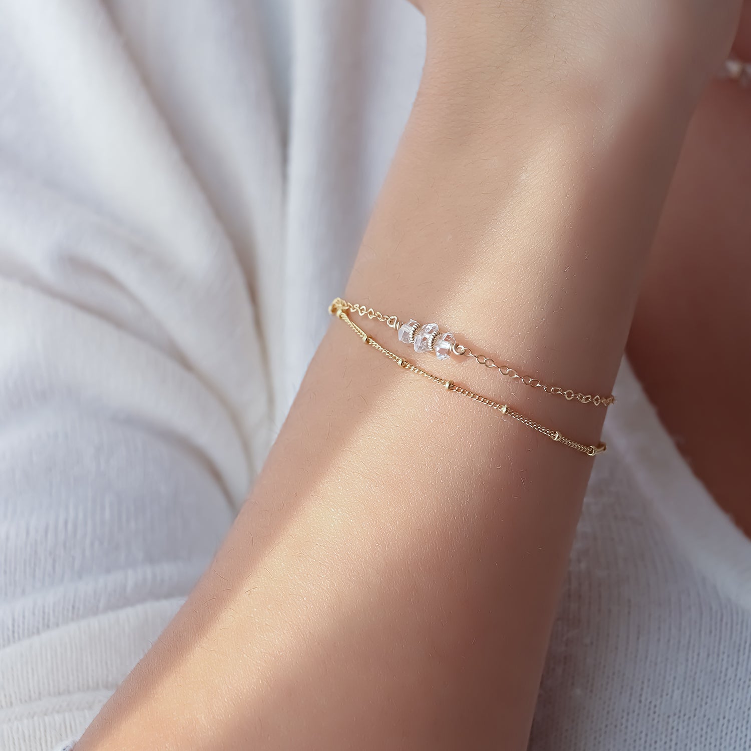 GILL | Bracelet double diamant Herkimer - Hipsy