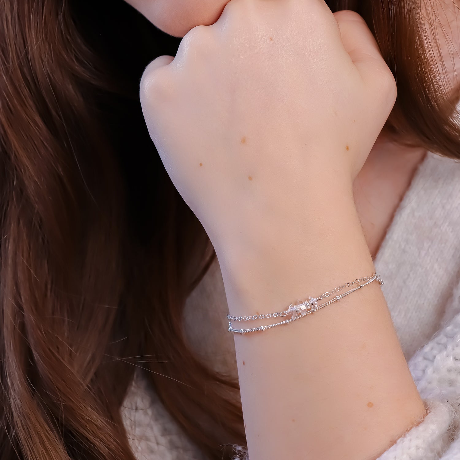 GILL | Bracelet double diamant Herkimer - Hipsy