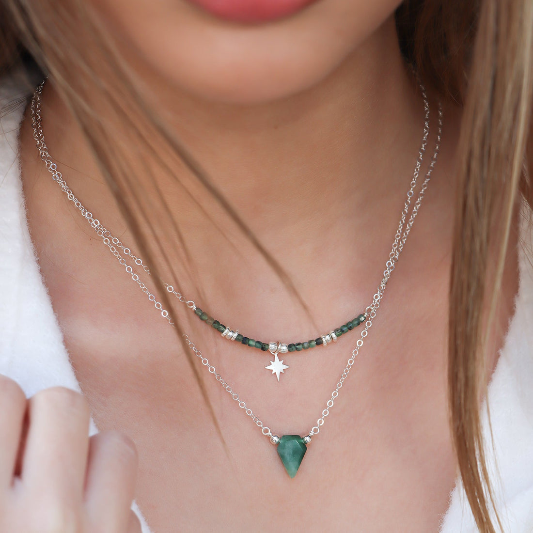 HILLA | Collier double émeraude - Hipsy