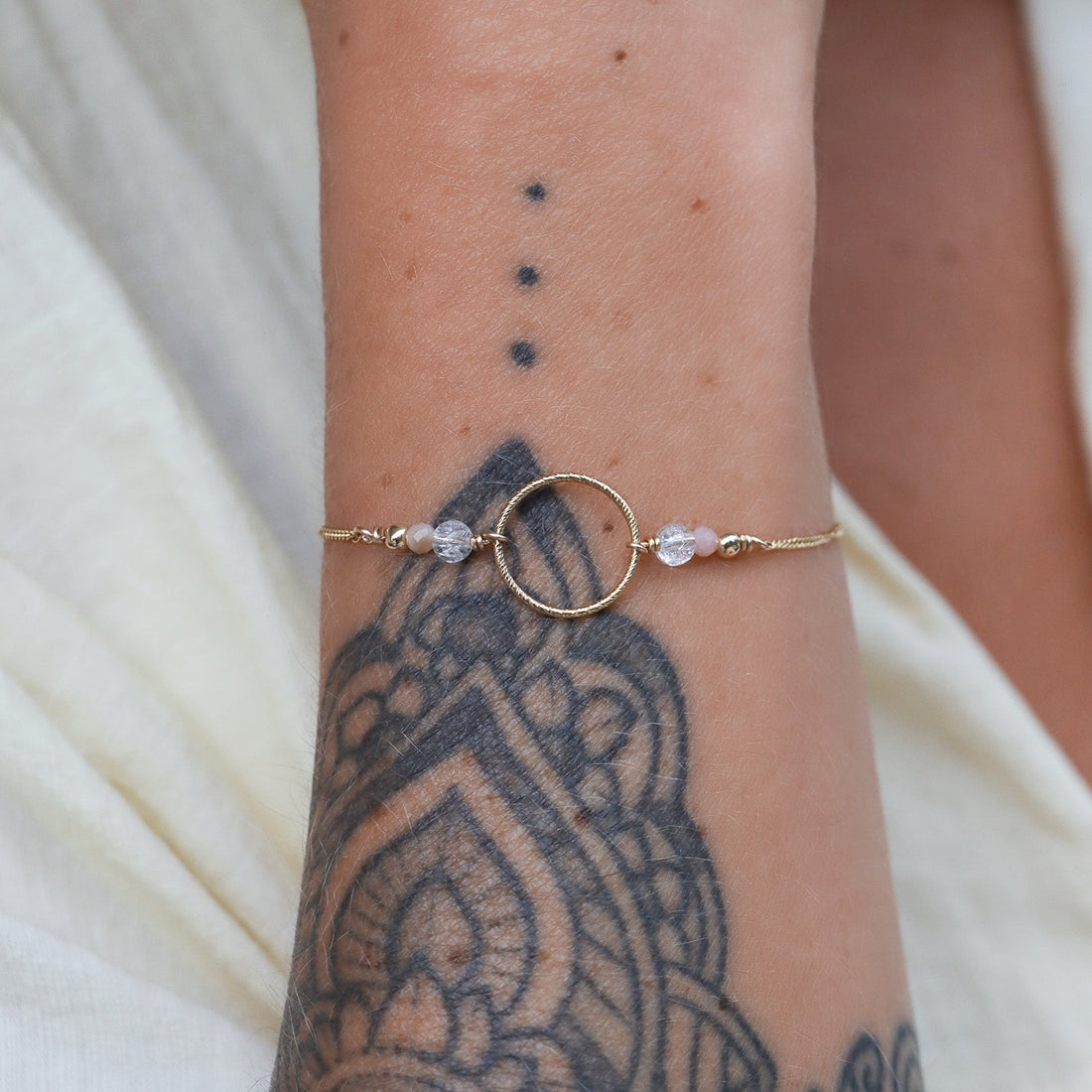 JESSA | Bracelet cristal de roche et opale rose - Hipsy