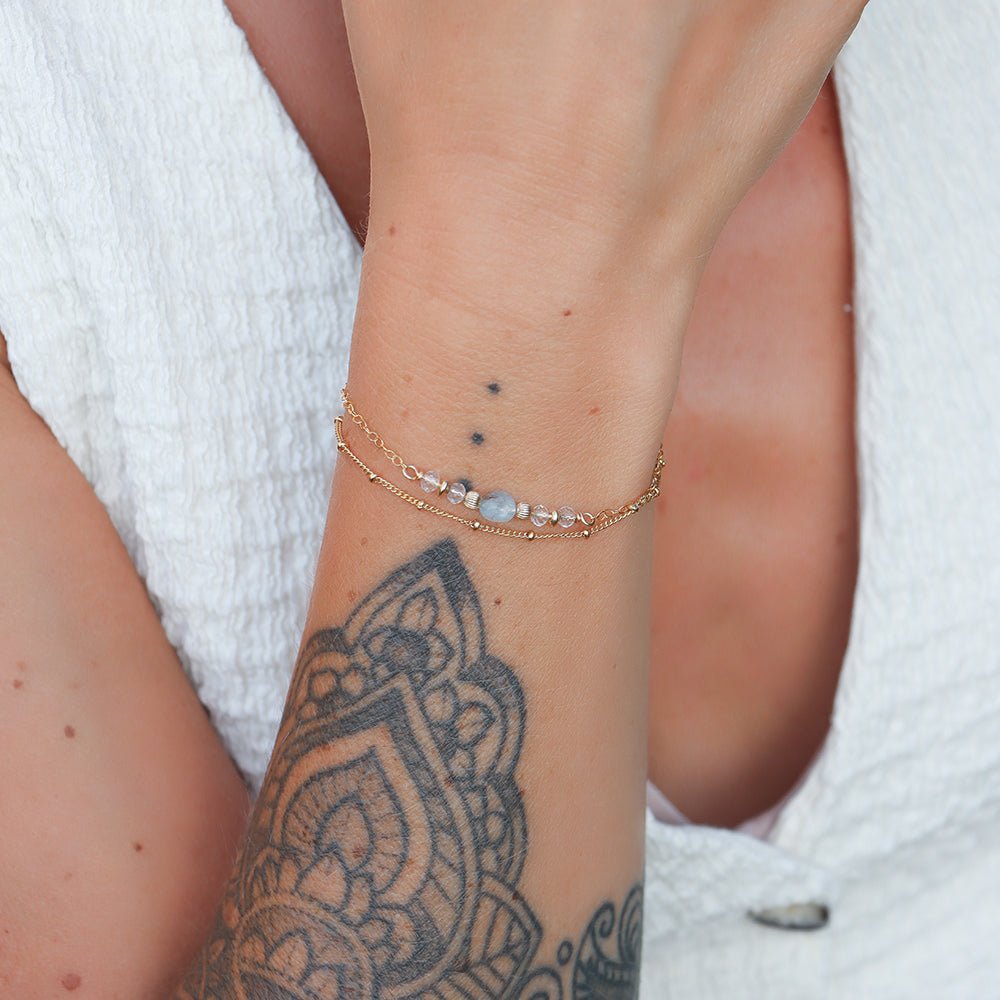 NAÏS | Bracelet double aigue - marine - Hipsy