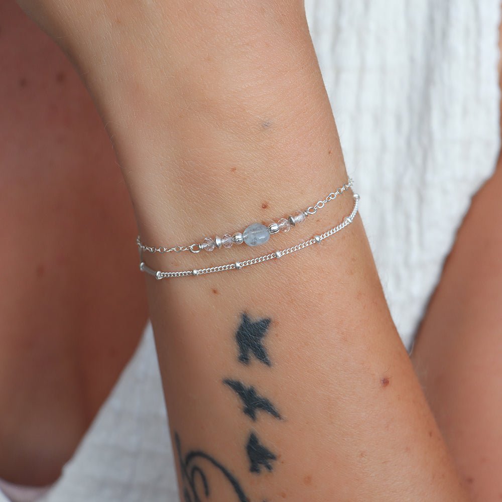 NAÏS | Bracelet double aigue - marine - Hipsy