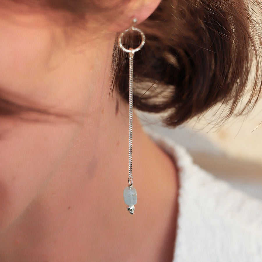SHARI | Boucles d'oreilles aigue - marine - Hipsy