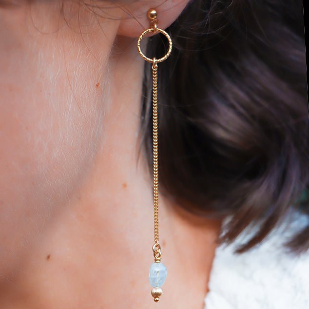 SHARI | Boucles d'oreilles aigue - marine - Hipsy