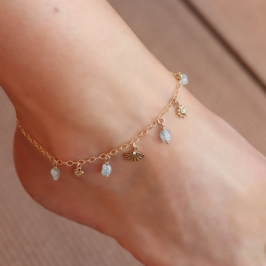 YELEN | Bracelet de cheville aigue - marine - Hipsy